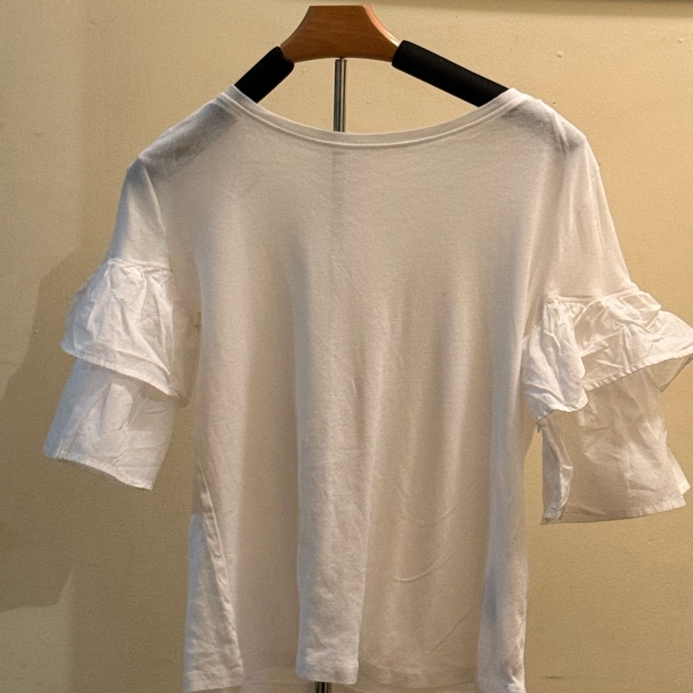 H&M White Ruffle Sleeve Blouse